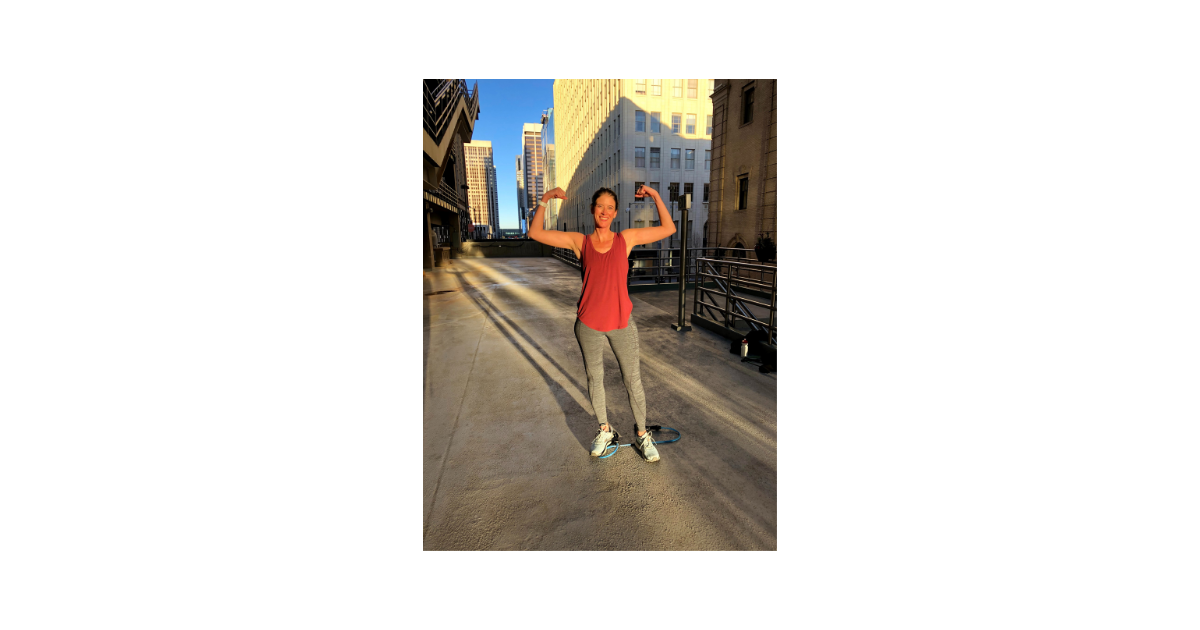 Professional woman exercising to relieve burnout